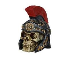 Estatueta Crânio Caveira Gladiador Resina Decoração