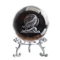 Estatueta Crystal Wolf ZEERSHEE, bola laser de vidro de 60 mm