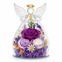 Estatueta de Anjo com Rosa Preservada cdco Flores Eternas Presente Estatueta de Anjo com Rosa Preservada cdco Flores Eternas Presente