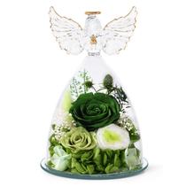 Estatueta de anjo preservada Rose Forever Flower em vidro Estatueta de anjo preservada Rose Forever Flower em vidro