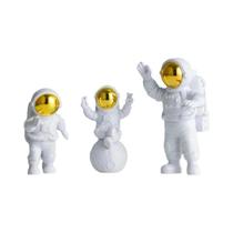 Estatueta De Astronauta Estátua De Resina 3 Peças Criativa Spaceman Decoração De Mesa Presente Para