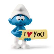 Estatueta de brinquedo Schleich Smurfs Smurf with Sign colecionável 3+