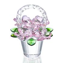 Estatueta de cesta de flores de cristal H&D HYALINE e DORA Pink