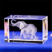 Estatueta de elefante gravada a laser em 3D Crystal Art, decoração de casa Estatueta de elefante gravada a laser em 3D Crystal Art, decoração de casa