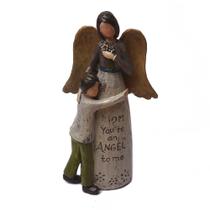 Estatueta de escultura em resina de anjo do Dia das Mães 19,5 cm com base