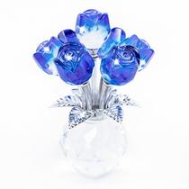 Estatueta de flor de cristal rosa YINBEILIXU Silver Leaf Blue Estatueta de flor de cristal rosa YINBEILIXU Silver Leaf Blue
