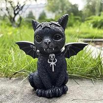 Estatueta De Gato Preto Pintada À Mão, Decoração De Bruxa, Ornamento De Mesa De Halloween, Fofo E Estatueta De Gato Preto Pintada À Mão, Decoração De Bruxa, Ornamento De Mesa De Halloween, Fofo E