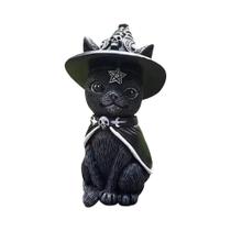 Estatueta De Gato Preto Pintada À Mão, Decoração De Bruxa, Ornamento De Mesa De Halloween, Fofo E Estatueta De Gato Preto Pintada À Mão, Decoração De Bruxa, Ornamento De Mesa De Halloween, Fofo E
