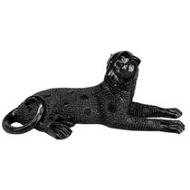 Estatueta De Leopardo Sentado Preta