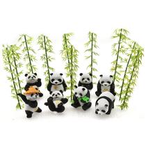 Estatueta de panda em miniatura Pinenjoy, 8 unidades com resina de bambu