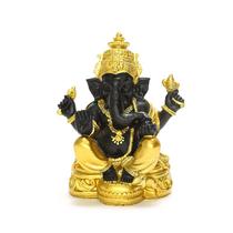 Estatueta de resina de estátua de Ganesha, 8x6x12,5 cm, deus hindu, preto/dourado Estatueta de resina de estátua de Ganesha, 8x6x12,5 cm, deus hindu, preto/dourado
