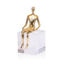 Estatueta De Resina E Cristal Dourada E Transparente