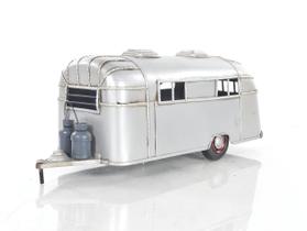 Estatueta de trailer de acampamento de artesanato moderno antigo modelo 38x14x15cm Estatueta de trailer de acampamento de artesanato moderno antigo modelo 38x14x15cm