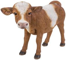 Estatueta de vaca Hi-Line Gift Ltd, marrom, branca, poli-resina