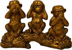Estatueta Decoração Animal Premium Trio de Macacos Virtuosos