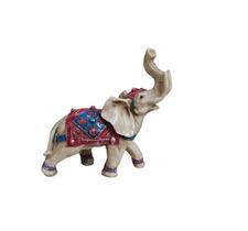 Estatueta Decoração Elefante Indiano Da Sorte Manto Vermelho