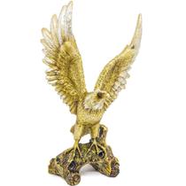 Estatueta Decorativa Águia Força Poder Estátua Animal Decoração Sala Escritório Estante Resina Alta Qualidade Rico Em De - Águia Dourada Detalhada