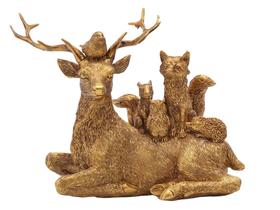Estatueta Decorativa Enfeite Natal Animais Escritório Grande Dourado Rena Natalino Decoração - Casa Hera Maria