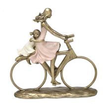 Estatueta Decorativa Mãe e Filha Bike Casa Escritorio Mesa - Espressione