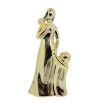 Estatueta Decorativa Mãe e Filho Porcelana Dourado 17cm - Lívon