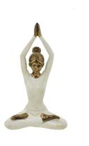 Estatueta Decorativa Mulher Yoga Postura Mãos Juntas e Alongamento Estatua Decoração Meditação Luxo