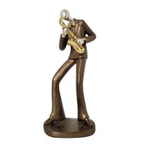 Estatueta Decorativa Músico Saxofonista Bronze Dourado 25cm - MCD