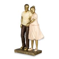 Estatueta Decorativa Vovó e Vovô De Resina Dourada