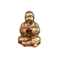 Estatueta Decorativo Pequeno Buda Chines Rezando Dourado - Hp Decor