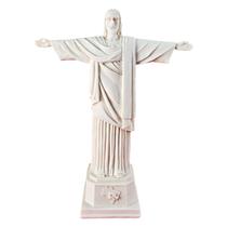Estatueta Do Cristo Redentor Religioso Em Resina Bege Fosco
