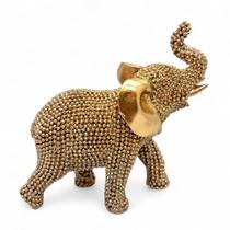 Estátueta Elefante Dourado com Detalhes Brilhantes 10 cm