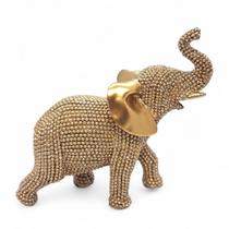 Estátueta Elefante Dourado com Detalhes Brilhantes 11 cm Estátueta Elefante Dourado com Detalhes Brilhantes 11 cm