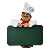 Estatueta Enfeite Cozinha Cozinheiro Com Lousa Pequeno Estatueta Enfeite Cozinha Cozinheiro Com Lousa Pequeno