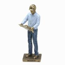 Estatueta Engenheiro Em Resina Nas Cor Azul e Dourado Estatueta Engenheiro Em Resina Nas Cor Azul e Dourado