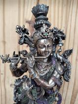 Estatueta Escultura Imagem Deus Hindu Krishna em Resina Veronese Imporado