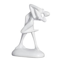 Estatueta Estátua Escultura Enfeite Mesa Cerâmica Decoração Casal Dançarinos Branco - Elegance Decor