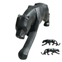 Estatueta Estátua Pantera Negra Geometrica 24 cm Decoração Resina