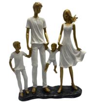 Estatueta Família Com Dois Filhos Meninos Decoração Estatueta Família Com Dois Filhos Meninos Decoração