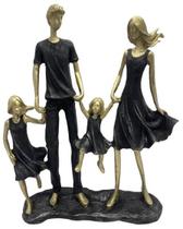 Estatueta Família Com Duas Filhas Meninas Decoração
