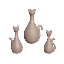 Estatueta Família de Gatos em Cerâmica Decorativo Home Madagascar Fosco Estatueta Família de Gatos em Cerâmica Decorativo Home Madagascar Fosco