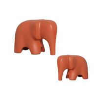 Estatueta Família Elefantes em Cerâmica Decorativo Home Terracota