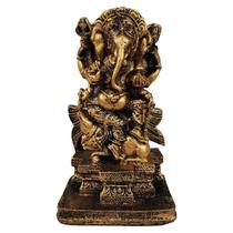 Estatueta Ganesha Em Pé De Resina Cor Dourada - Decore Casa