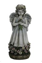 Estatueta Hi-Line Gift Ltd Angel Holding Flowers Grey