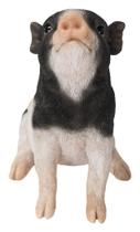 Estatueta Hi-Line Gift Ltd Baby Pig Sentado Preto Branco
