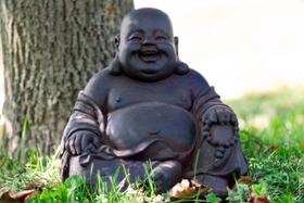 Estatueta Hi-Line Gift Ltd Happy Face Buddha Polyresin