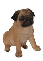 Estatueta Hi-Line Gift Ltd Pug Dog Statue em poliresina bege