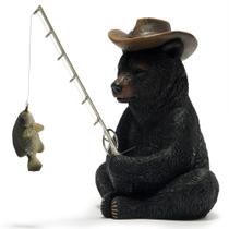 Estatueta Hodao Black Bear Fishing Resin Decor 11x9x15 cm