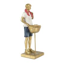 Estatueta Homem Gourmet De Resina Dourada Decoração 25x8,5cm
