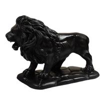 Estatueta Leao de Judá Grande na Base de Resina Preto