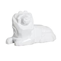 Estatueta Leão Deitado em Cerâmica Decorativo Home Branco Brilho Estatueta Leão Deitado em Cerâmica Decorativo Home Branco Brilho