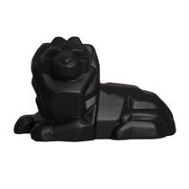 Estatueta Leão Deitado em Cerâmica Decorativo Home Preto Fosco Estatueta Leão Deitado em Cerâmica Decorativo Home Preto Fosco